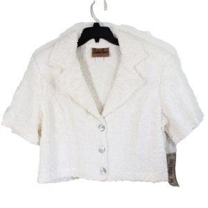 Vintage Women Crop Top New Nubby Tufted Blanket Shirt medium large painted pony